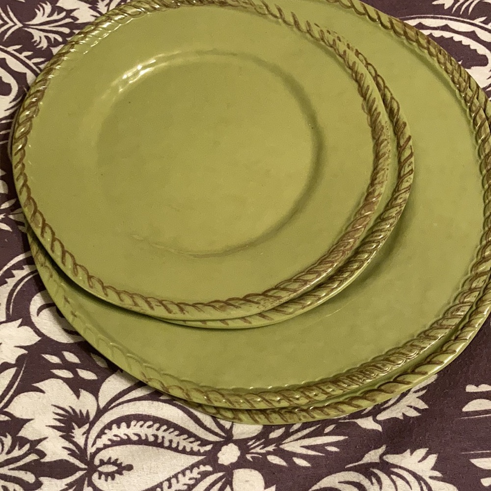 Pottery Barn Rope plates, 2 place settings